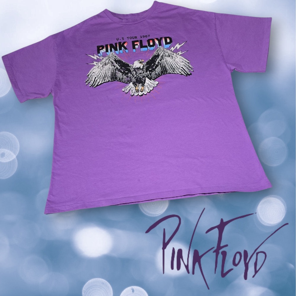 Pink Floyd US Tour 1967 Eagle Graphic Purple T-Shirt Rock Band Tee